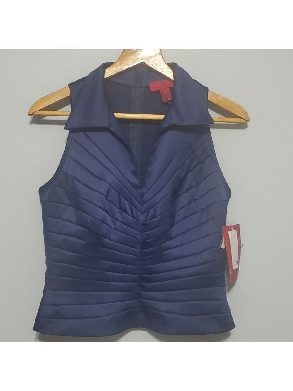 JS Collection top women's size 6‎ blue sleeveless blouse zip back v-neck …